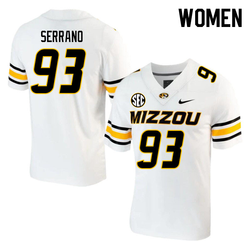 Women #93 Andrew Serrano Missouri Tigers College 2023 Football Stitched Jerseys Sale-White